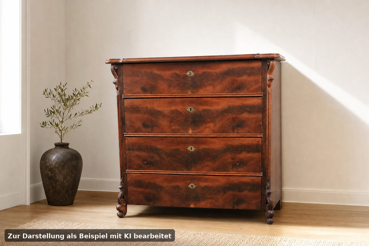 Louis Philippe Kommode 4-Schubladen Mahagoni Antik um 1870 | Louis Philippe - Bild 1