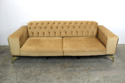 Chesterfield Dreisitzer Designer Couch Samt Champagner Stoff Messing Sofa | Chesterfield - Bild 2