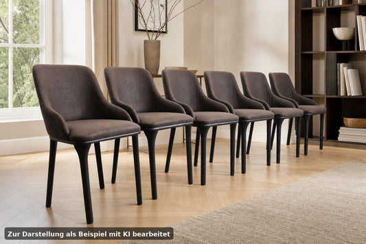 6-teilige Sitzgruppe aus Stühlen Sesselstühle Massivholz Microfaser Stoff Grün | Reinstein Möbel - Bild 1