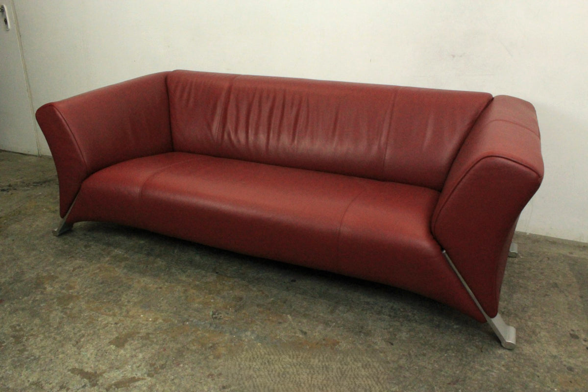 Rolf Benz 322 Club Sofa Dreisitzer Designer Couch Echtleder Rot | Rolf Benz - Bild 4