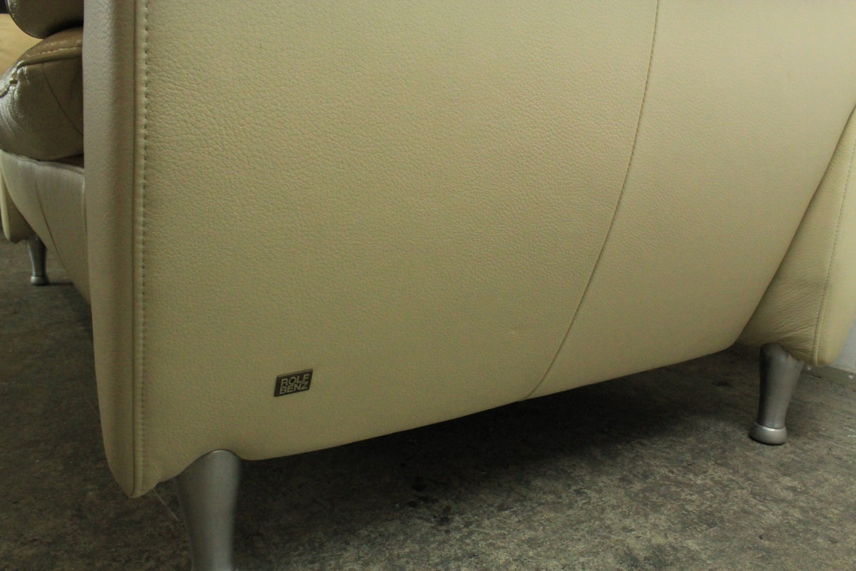 Rolf Benz Sofa Modell 5600 Echtleder Creme Zweisitzer Couch Designer | Rolf Benz - Bild 7