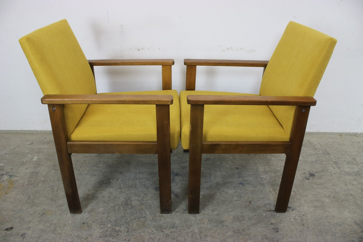 Zwei Vintage Buchenholz Armlehnstühle Mid Century Sessel Orange Stoff Neubezug | CENTURY - Bild 7