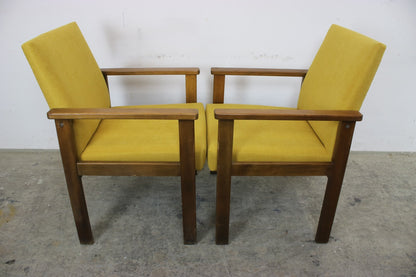 Zwei Vintage Buchenholz Armlehnstühle Mid Century Sessel Orange Stoff Neubezug | CENTURY - Bild 7