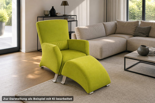 Rolf Benz 322 Sessel mit Hocker Stoff Gelb Designer Neubezug | Rolf Benz - Bild 1