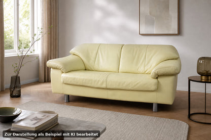 Rolf Benz Sofa Von BMP Creme Echt Leder Zweisitzer Designer Couch Funktion | Rolf Benz - Bild 1