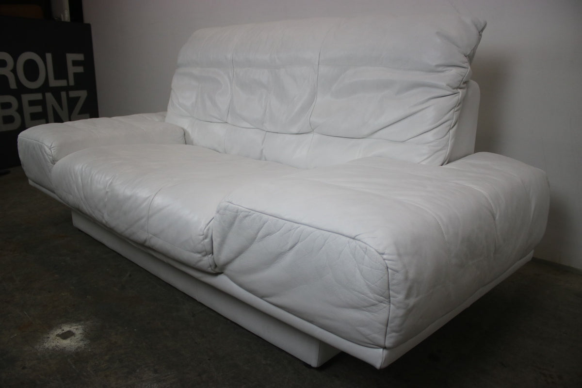 Designer Sofa von Rolf Benz AK Weiß Leder Manuelle Funktion Zweisitzer Couch | Rolf Benz - Bild 5