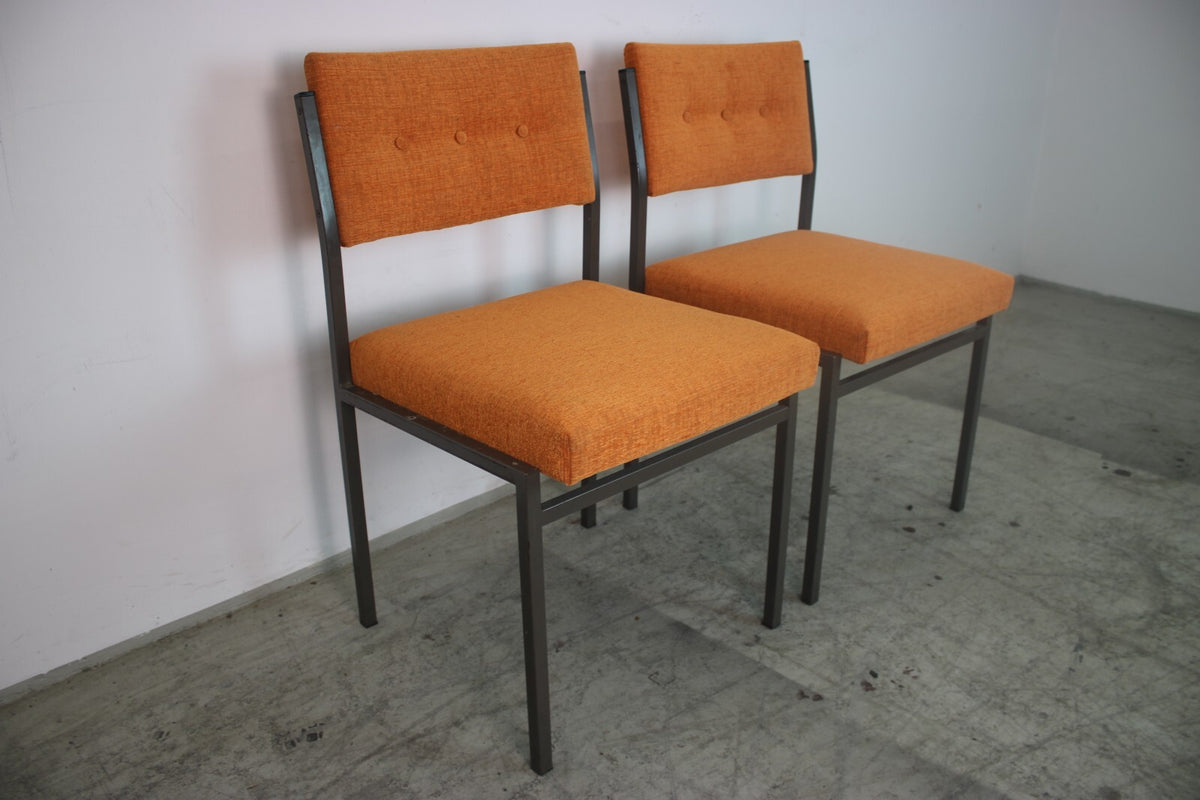 Arnold Stuhl Vintage Chesterfield Orange – 4er Set, neu gepolstert