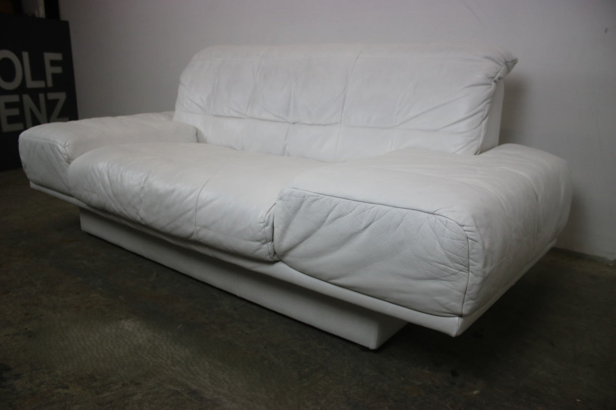 Designer Sofa von Rolf Benz AK Weiß Leder Manuelle Funktion Zweisitzer Couch | Rolf Benz - Bild 4