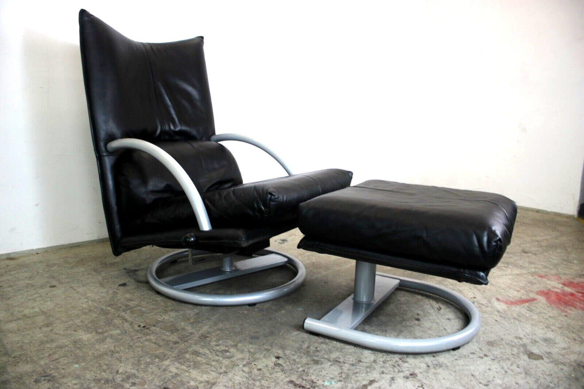Eleganter Drehsessel Von Rolf Benz BMP Mit Hocker In Schwarz Funktion Designer | Rolf Benz - Bild 3