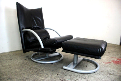 Eleganter Drehsessel Von Rolf Benz BMP Mit Hocker In Schwarz Funktion Designer | Rolf Benz - Bild 3