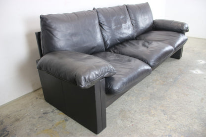 Prächtige Dreisitzer Couch de Sede Daunenkissen Echtleder Schwarz Designer Sofa | De Sede - Bild 3