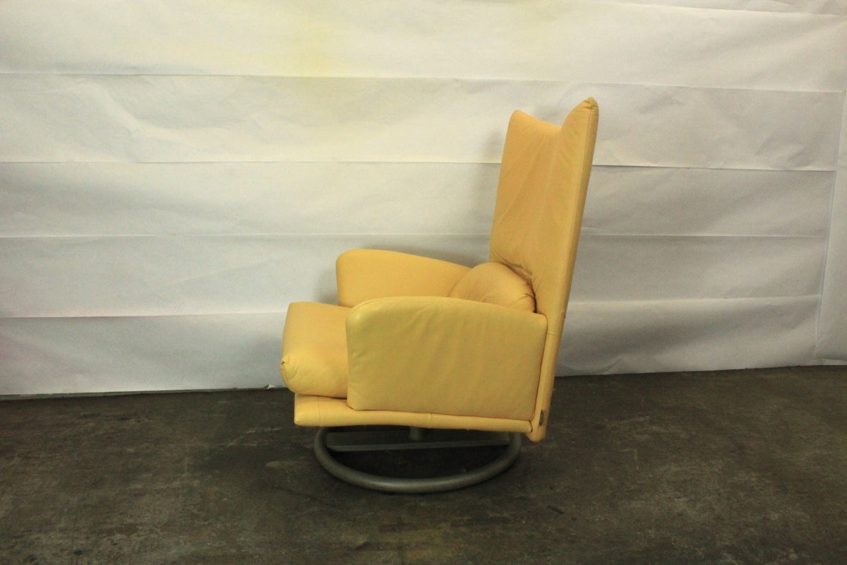 ROLF BENZ BMP | 1-SITZER MIT HOCKER | GELB LEDER | DESIGNER SESSEL | Rolf Benz - Bild 5
