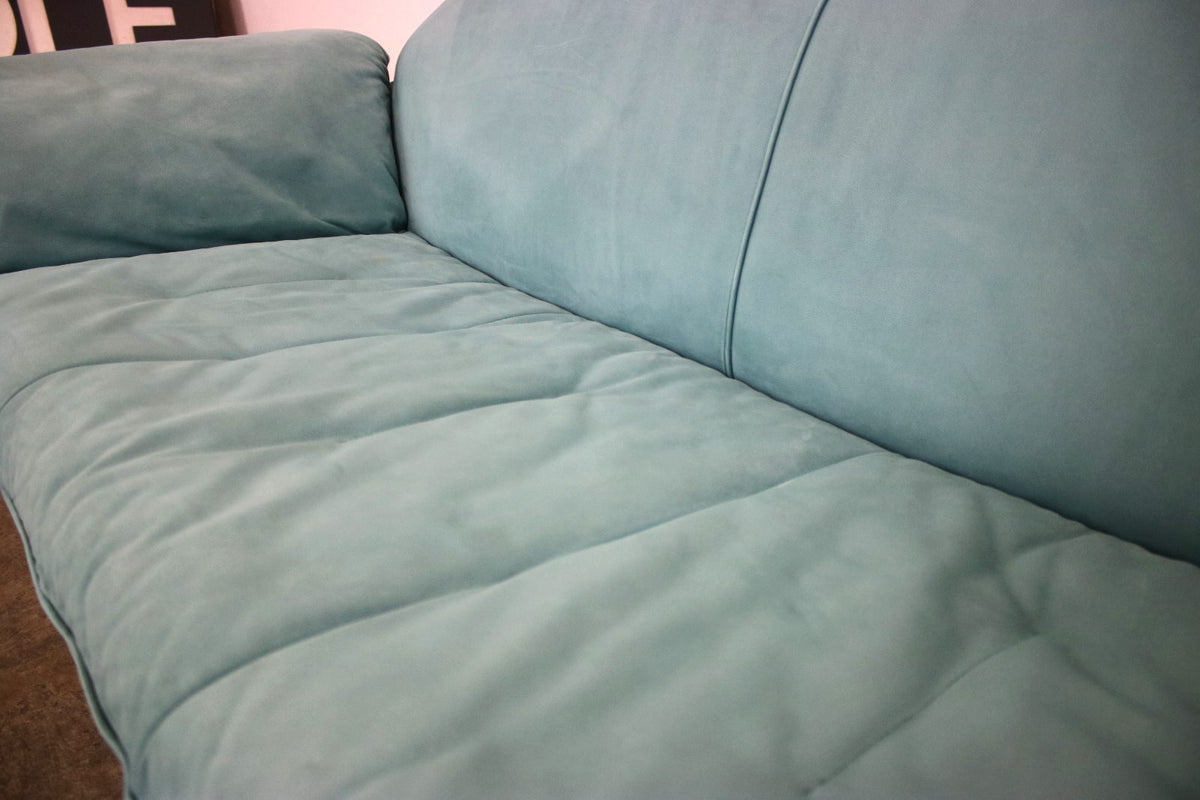 Rolf Benz Dreisitzer Couch Veloursleder Blau Designer Sofa | Rolf Benz - Bild 7