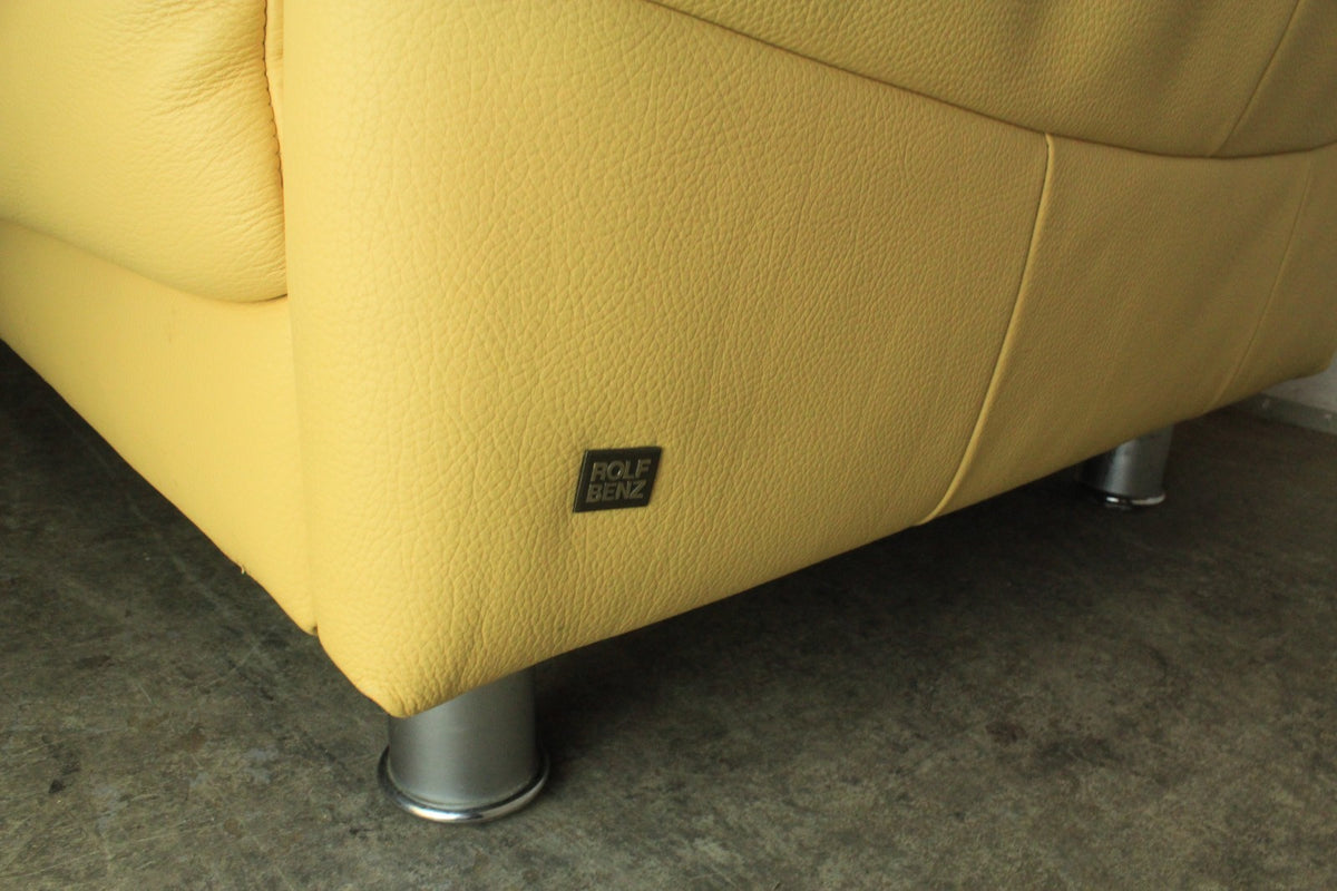 Rolf Benz 510 Couch Dreisitzer Echtleder Gelb Designer Sofa Manuelle Funktion | Rolf Benz - Bild 6