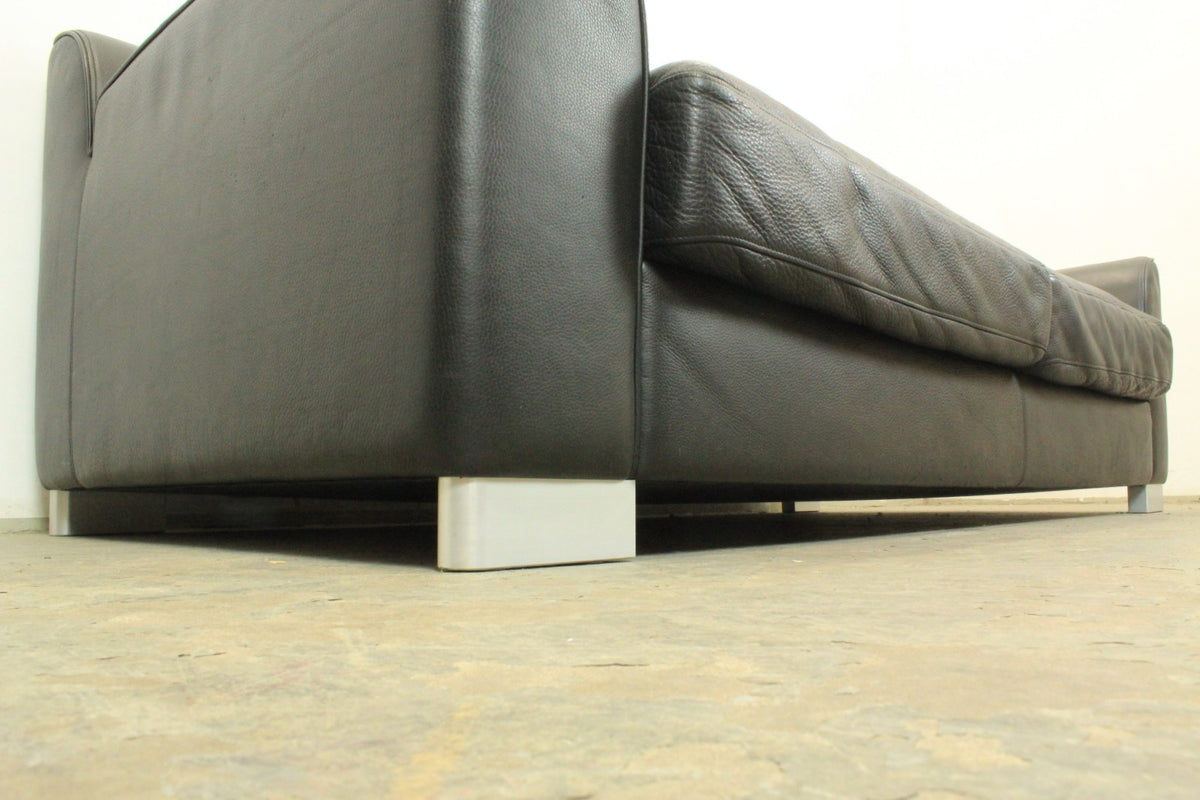 Walter Knoll Couch 3-Sitzer Designer Daunen Leder Sofa Schwarz Mit Kopfstütze | Walter Knoll - Bild 10
