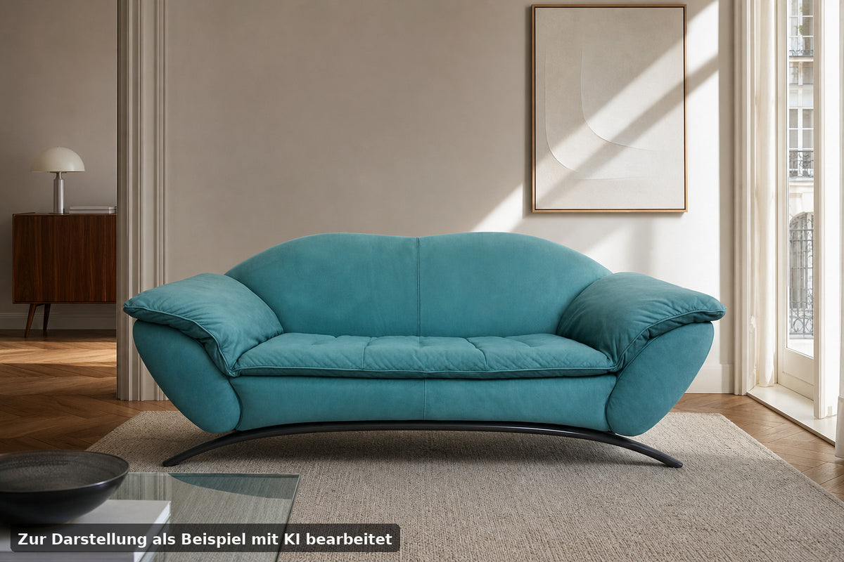 Rolf Benz Dreisitzer Couch Veloursleder Blau Designer Sofa | Rolf Benz - Bild 1
