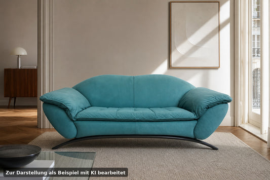 Rolf Benz Dreisitzer Couch Veloursleder Blau Designer Sofa | Rolf Benz - Bild 1