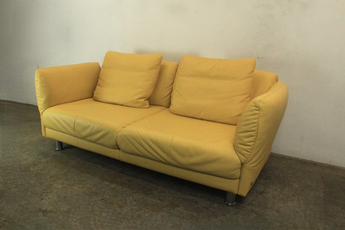 Rolf Benz 510 Couch Dreisitzer Echtleder Gelb Designer Sofa Manuelle Funktion | Rolf Benz - Bild 5
