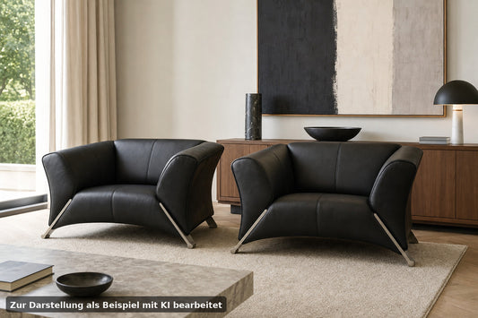 2 X Rolf Benz 322 Club Sessel Einsitzer Designer Sofa Echtleder Jet Black | Rolf Benz - Bild 1