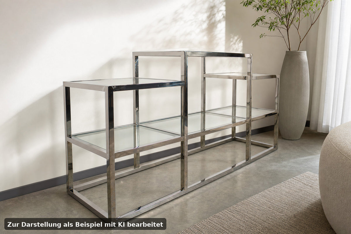 Elegantes Titanium Glasregal Sideboard Bücherregal Mit 6 Glasablagen | Reinstein Möbel - Bild 1