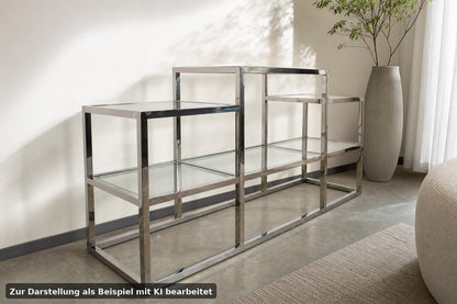 Elegantes Titanium Glasregal Sideboard Bücherregal Mit 6 Glasablagen | Reinstein Möbel - Bild 1