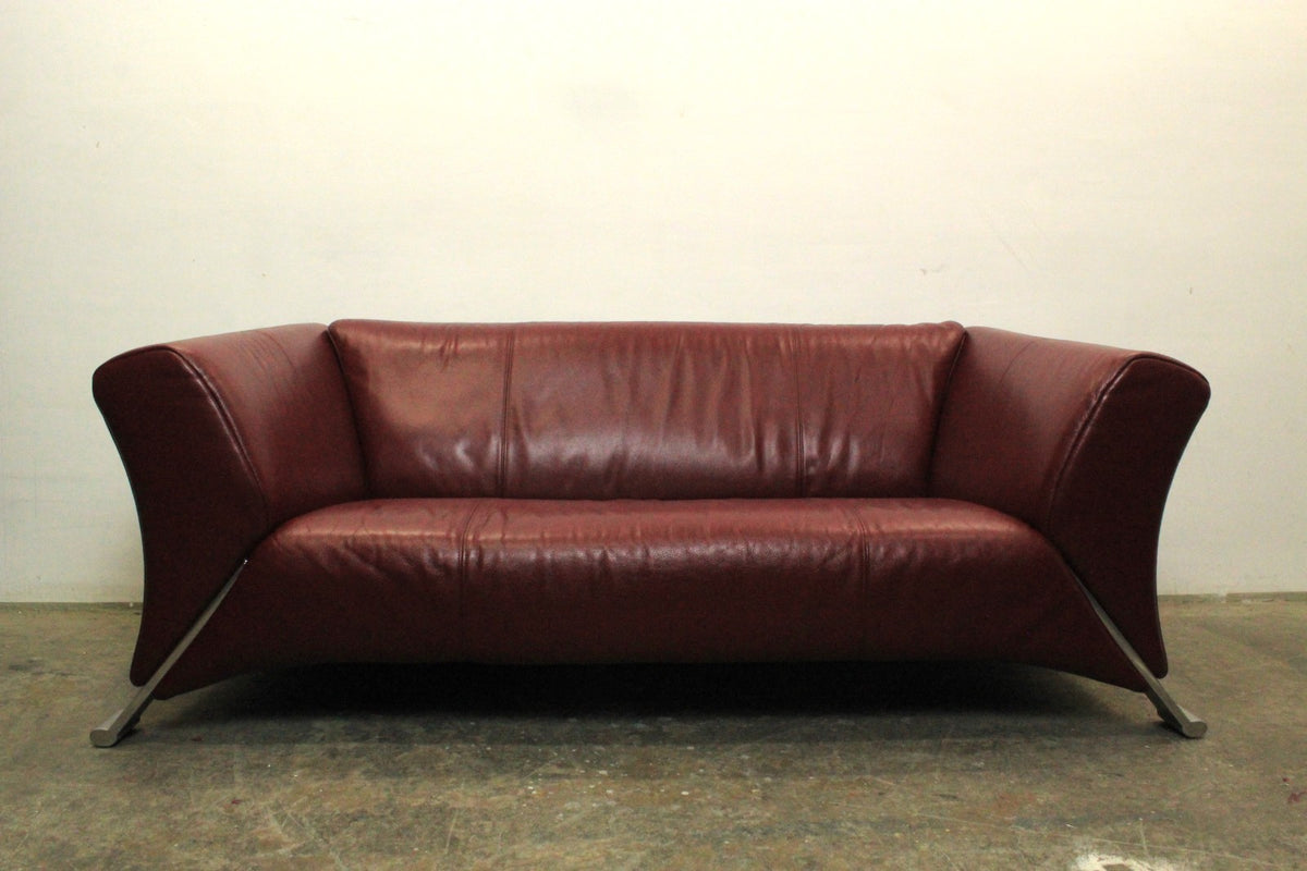 Rolf Benz 322 Club Sofa Zweieinhalbsitzer Designer Couch Echtleder Oxblood Rot | Rolf Benz - Bild 3