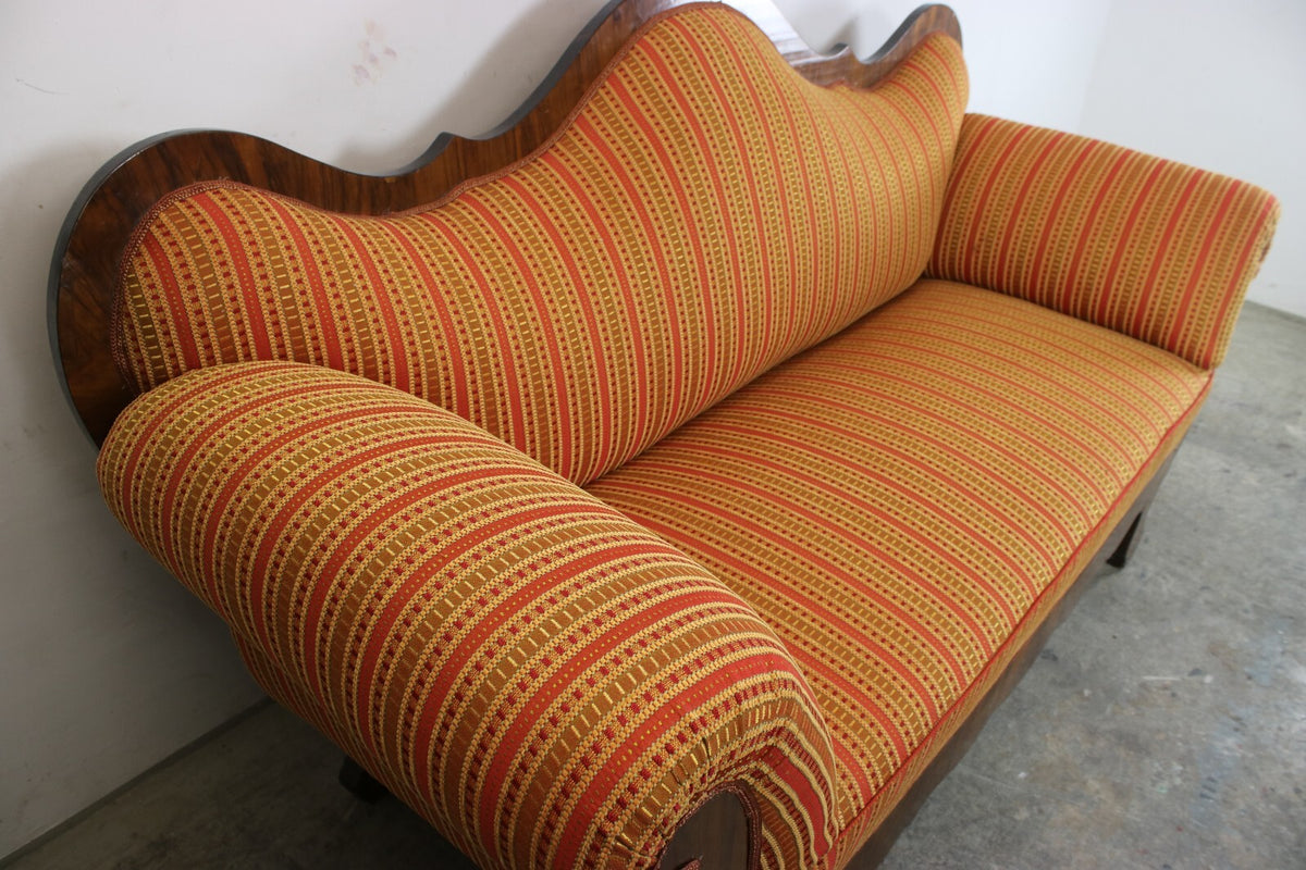 Biedermeier Couch Dreisitzer Nussbaum Streifen Stoff Sofa Antik 1850 Neubezug | Biedermeier - Bild 5