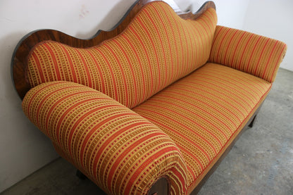 Biedermeier Couch Dreisitzer Nussbaum Streifen Stoff Sofa Antik 1850 Neubezug | Biedermeier - Bild 5