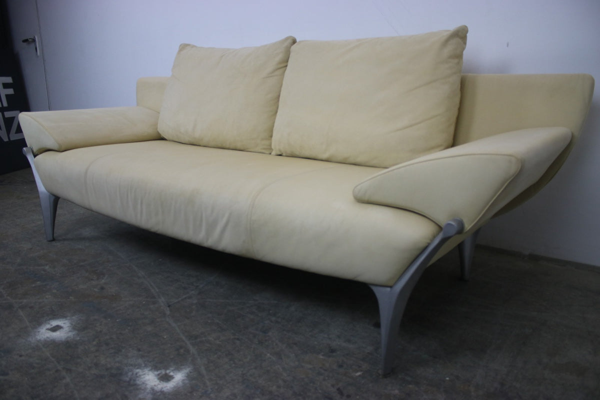 Rolf Benz Modell1600 Couch Gelb Veloursleder Dreisitzer Funktion Sofa | Rolf Benz - Bild 6