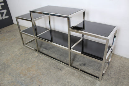 Elegantes Titanium Glasregal Sideboard Bücherregal Mit 6 Schwarzen Glasablagen | Reinstein Möbel - Bild 4