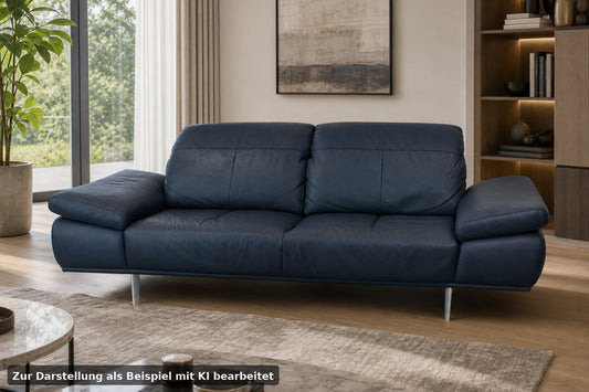 WILLI SCHILLIG LEVI | ELEKTRISCH | 2-SITZER | BLAU LEDER | DESIGNER SOFA | W Schillig - Bild 1
