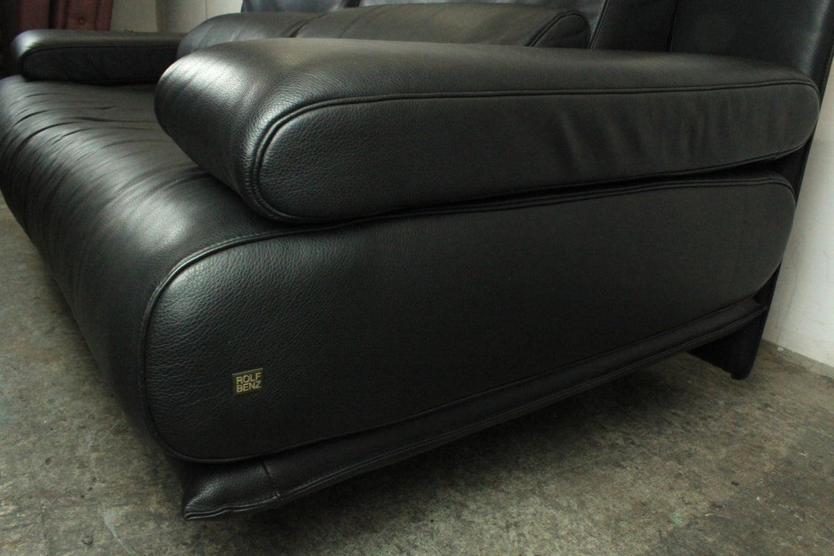 Rolf Benz Modell 6500 Zweisitzer Leder Schwarz Manuelle Funktion Designklassiker | Rolf Benz - Bild 5