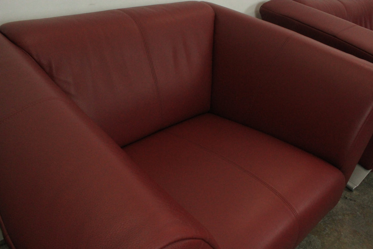 2 X Rolf Benz 322 Club Sessel Einsitzer Designer Sofa Echtleder Rot | Rolf Benz - Bild 6