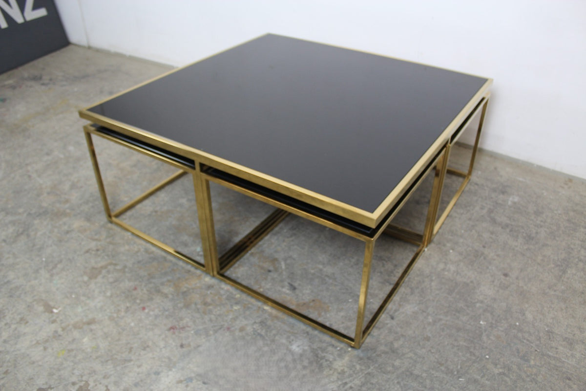 Eleganter Titanium - Glas - Couchtisch Mit 4 Ausziehbaren Besitelltischen | Handarbeit - Bild 6