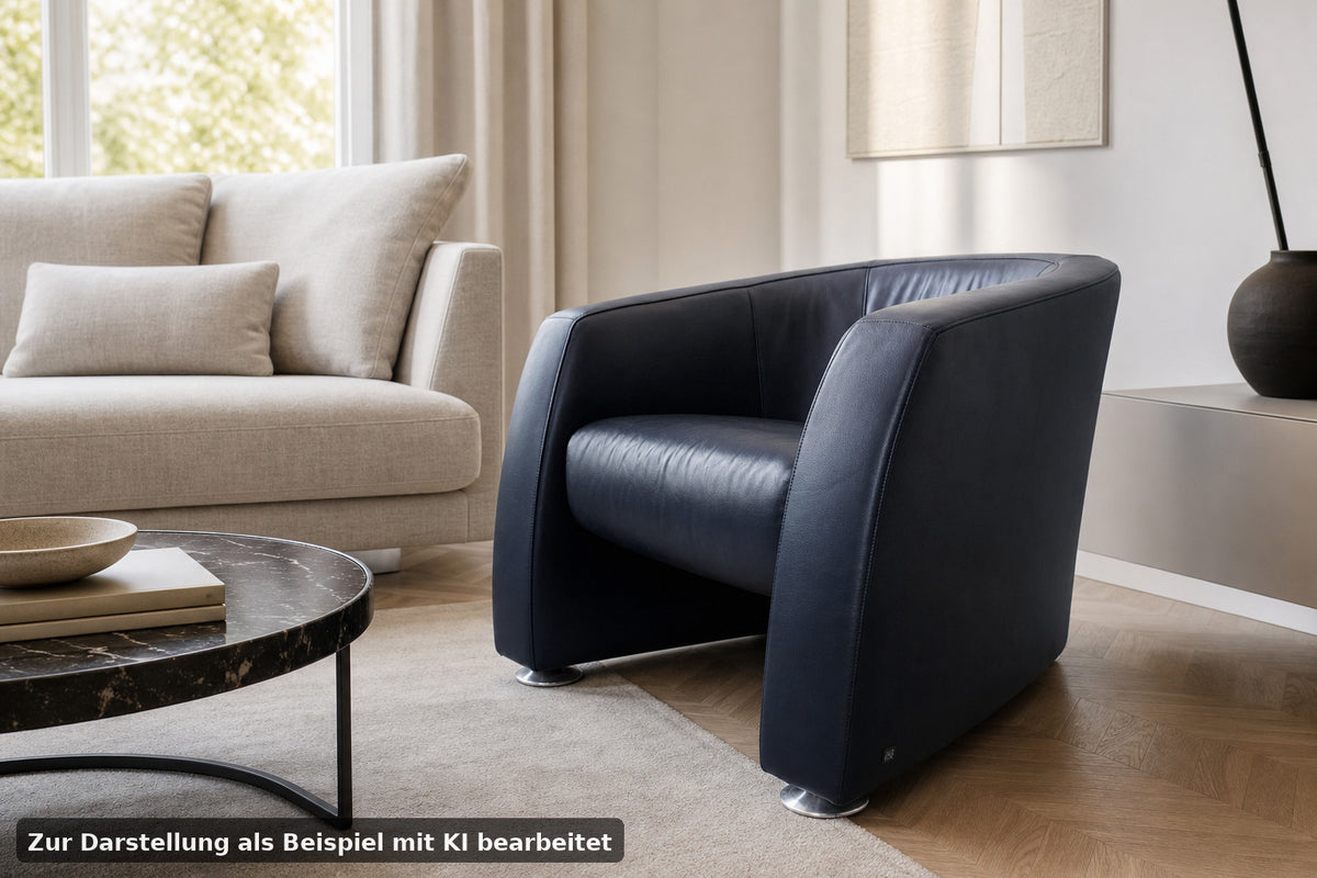 Rolf Benz EGO Sessel Einsitzer Sofa Echtleder Dunkelblau Designer | Rolf Benz - Bild 1