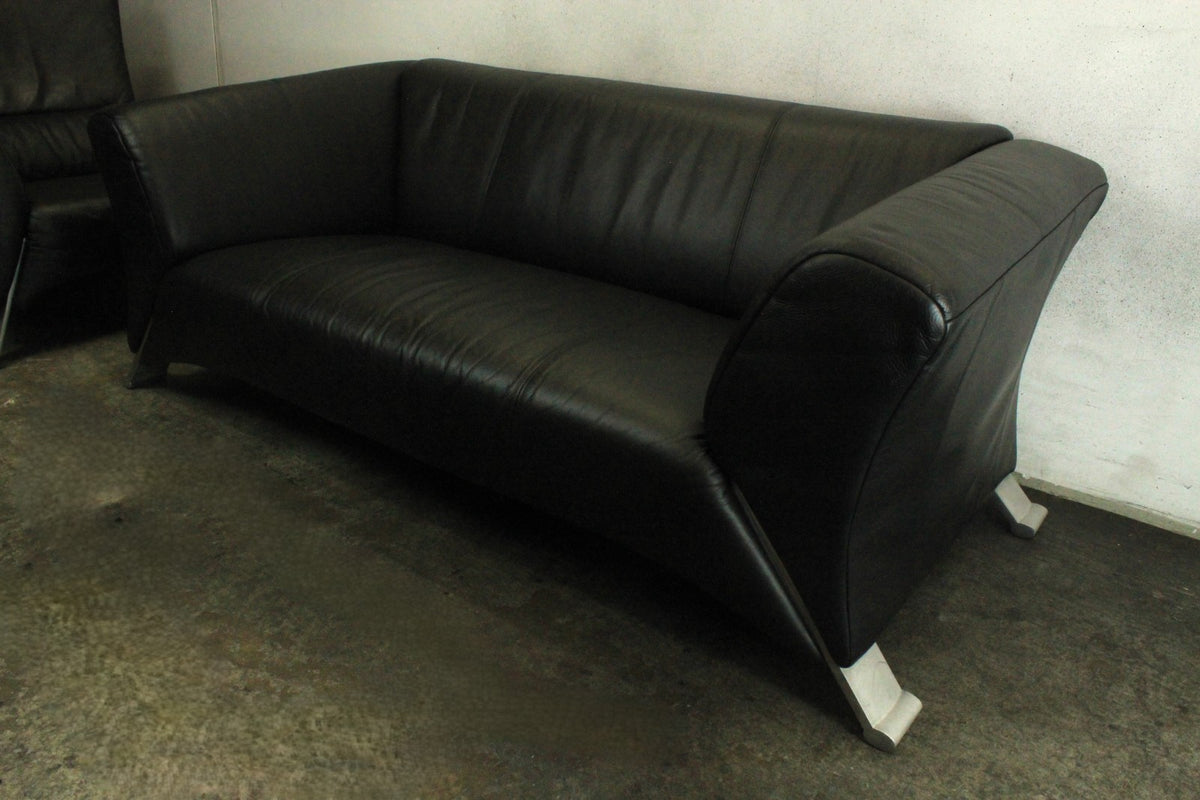 ROLF BENZ 322 | 2,5-SITZER | SCHWARZ LEDER | DESIGNER SOFA | Rolf Benz - Bild 5