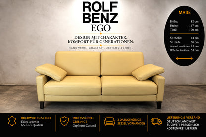 ROLF BENZ EGO | 2-SITZER | LEDER CREME | DESIGNER COUCH | Rolf Benz - Bild 2