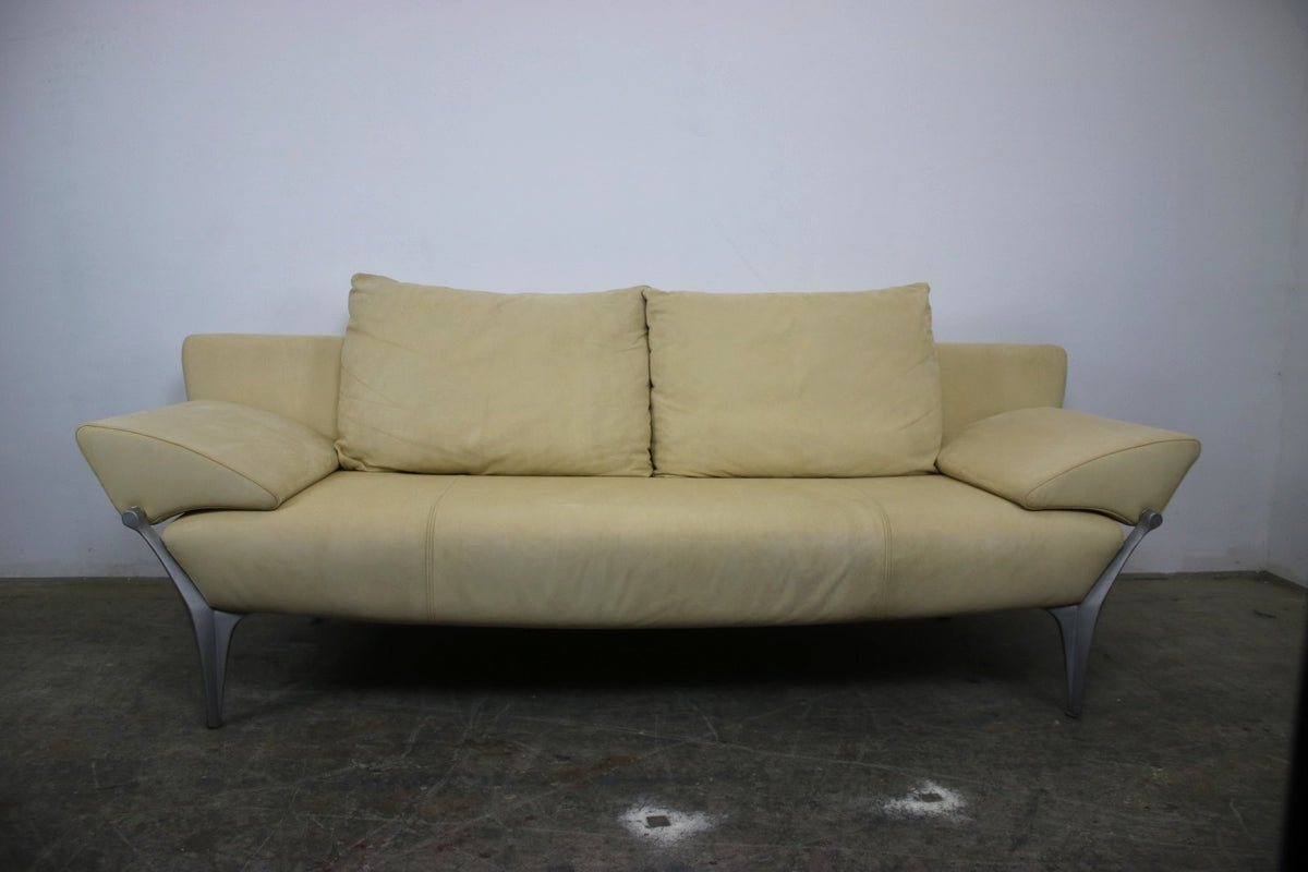 Rolf Benz Modell1600 Couch Gelb Veloursleder Dreisitzer Funktion Sofa | Rolf Benz - Bild 2