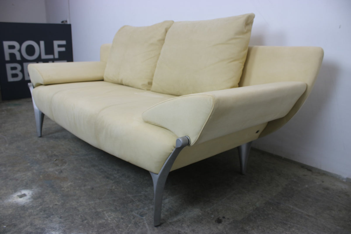 Rolf Benz Modell1600 Couch Gelb Veloursleder Dreisitzer Funktion Sofa | Rolf Benz - Bild 6