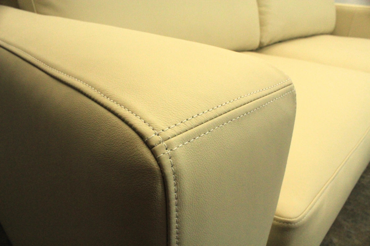COR Conseta 3-Sitzer Couch Designer Sofa Leder Creme (Ghiaccio 666) -Neuwertig | Cor - Bild 6