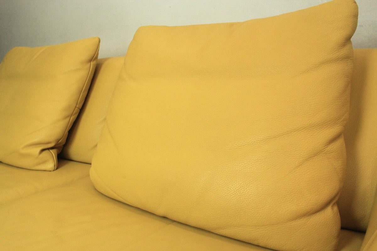 Rolf Benz 510 Couch Dreisitzer Echtleder Gelb Designer Sofa Manuelle Funktion | Rolf Benz - Bild 9