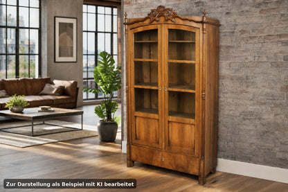 Louis Philippe Bücherschrank Bücherregal Vitrinenschrank Nussbaum Antik um 1860 | LOUIS PHILIPPE - Bild 1