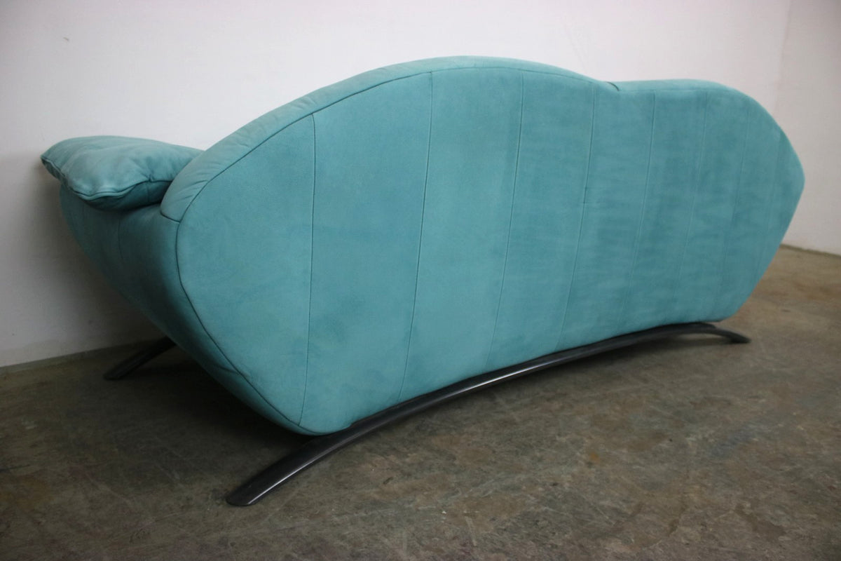 Rolf Benz Dreisitzer Couch Veloursleder Blau Designer Sofa | Rolf Benz - Bild 9