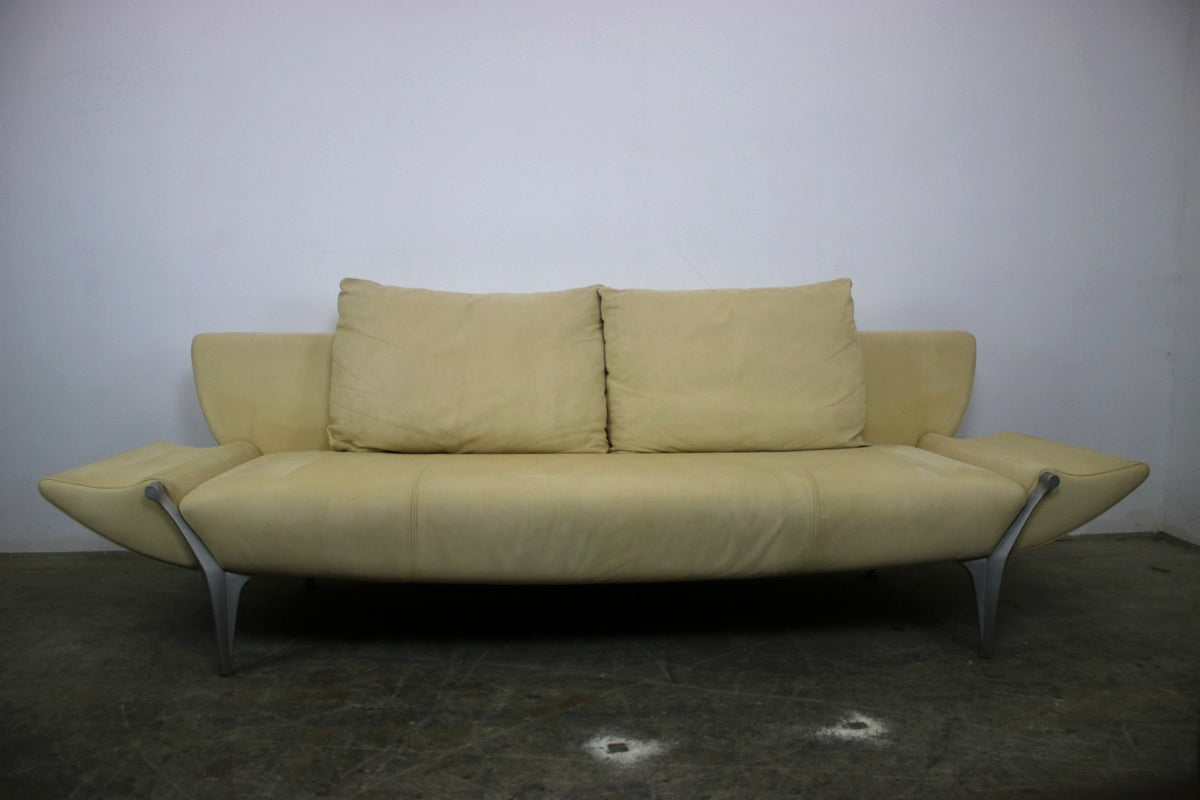 Rolf Benz Modell1600 Couch Gelb Veloursleder Dreisitzer Funktion Sofa | Rolf Benz - Bild 3