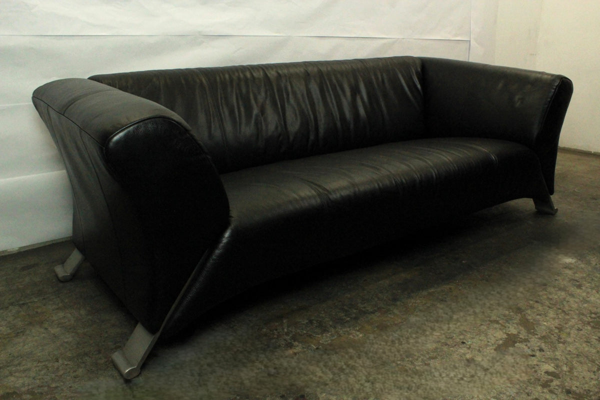 ROLF BENZ 322 | 3-SITZER | SCHWARZ LEDER | DESIGNER SOFA | Rolf Benz - Bild 4