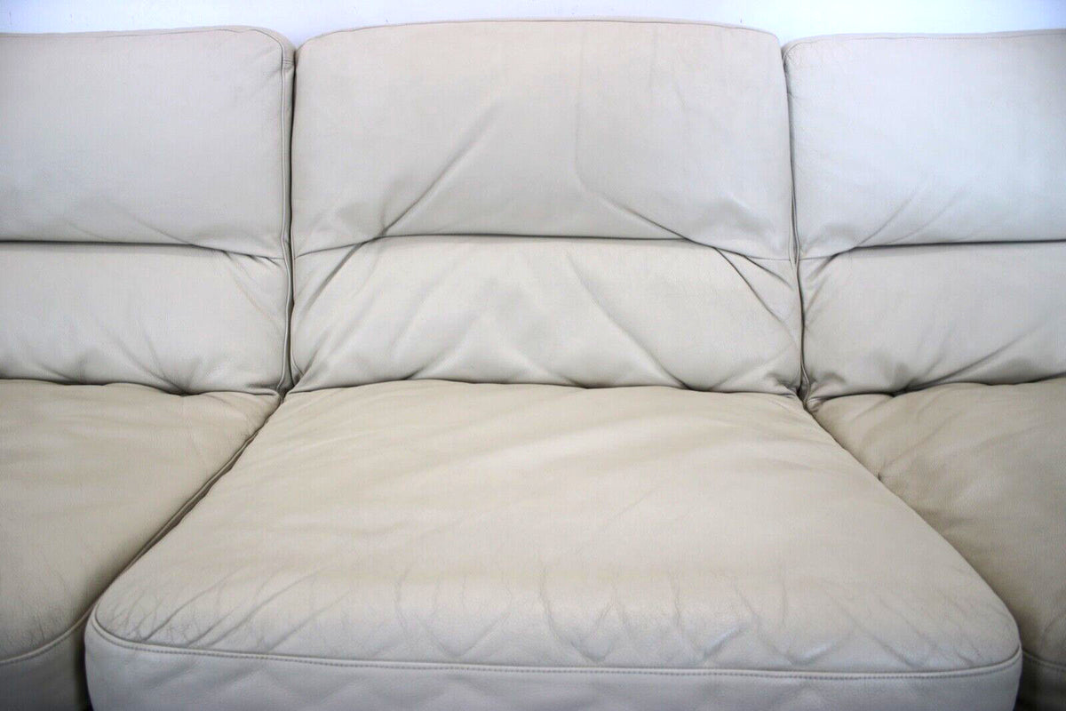Rolf Benz Dreisitzer Couch Beige Leder Eiche Sichtholzgestell Freisteller Sofa | Rolf Benz - Bild 8