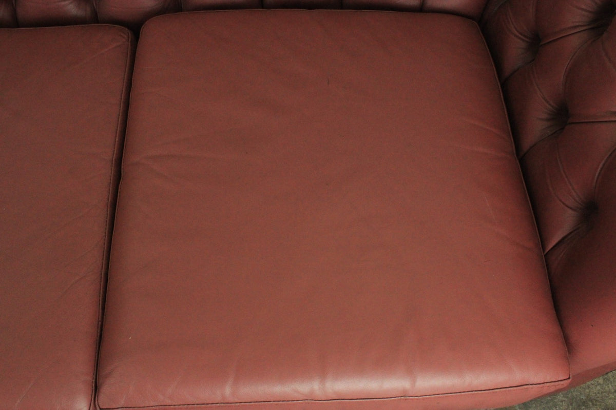 Original Englische Chesterfield Couch Dreisitzer Leder Rot Vintage Clubsofa | Chesterfield - Bild 6