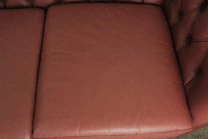 Original Englische Chesterfield Couch Dreisitzer Leder Rot Vintage Clubsofa | Chesterfield - Bild 6