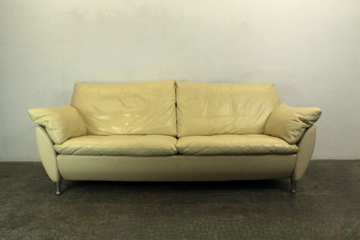Rolf Benz Sofa Modell 5600 Echtleder Creme Dreisitzer Couch Designer | Rolf Benz - Bild 2