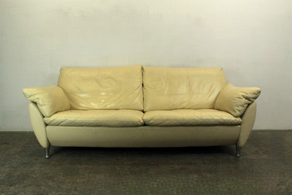 Rolf Benz Sofa Modell 5600 Echtleder Creme Dreisitzer Couch Designer | Rolf Benz - Bild 2